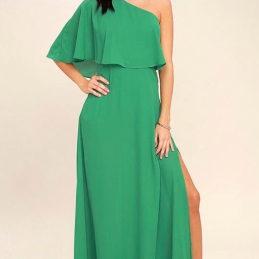 NWT Kelly Green Maxi Dress- One Shoulder